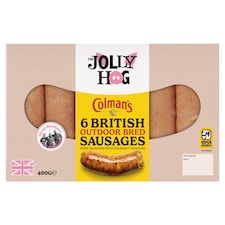 The Jolly Hog Colman's 6 British Outdoor Bred Sausages 400g