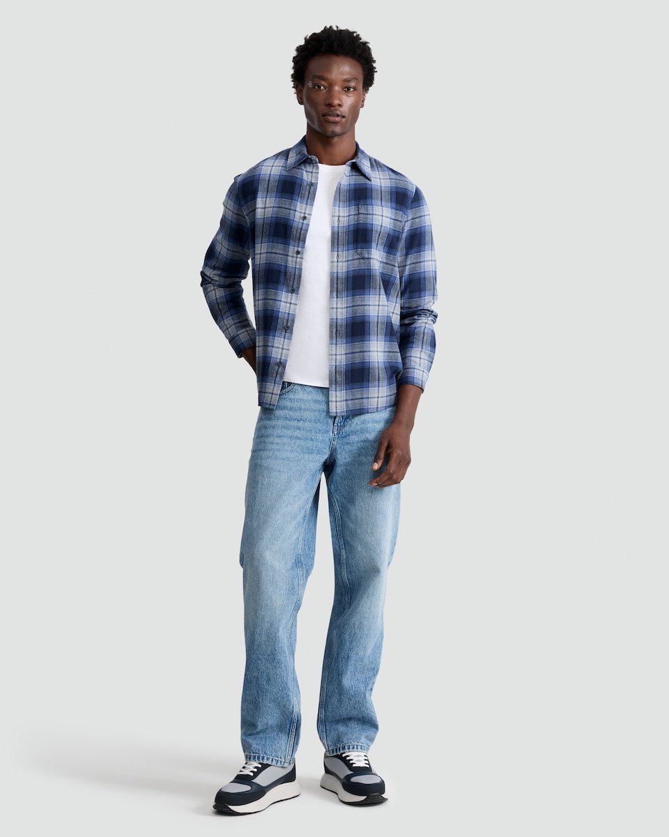 image 1 of F&F Pure Cotton Relaxed Fit Denim Jeans in Blue