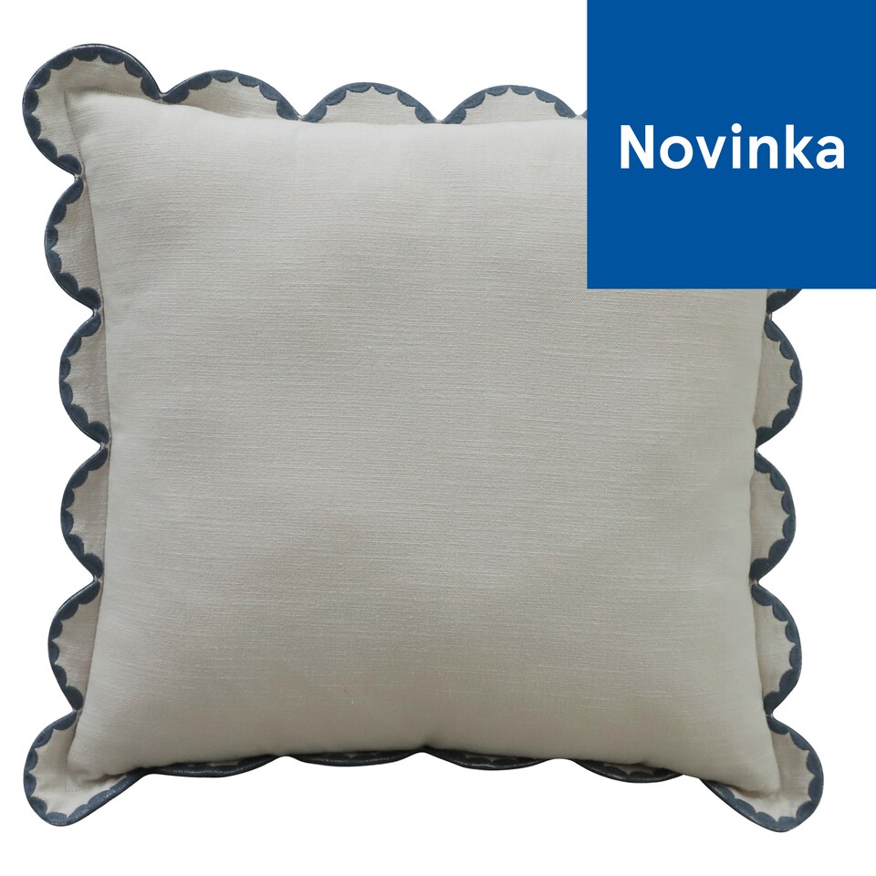 F&F Home Neutral & Blue Stitched Scallop vankúš 45 x 45 cm
