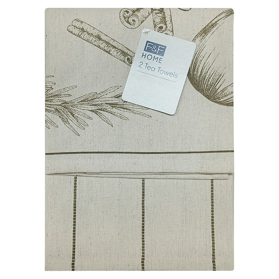 F&F Home Harvest Sketch Tea Towel 2 Pack