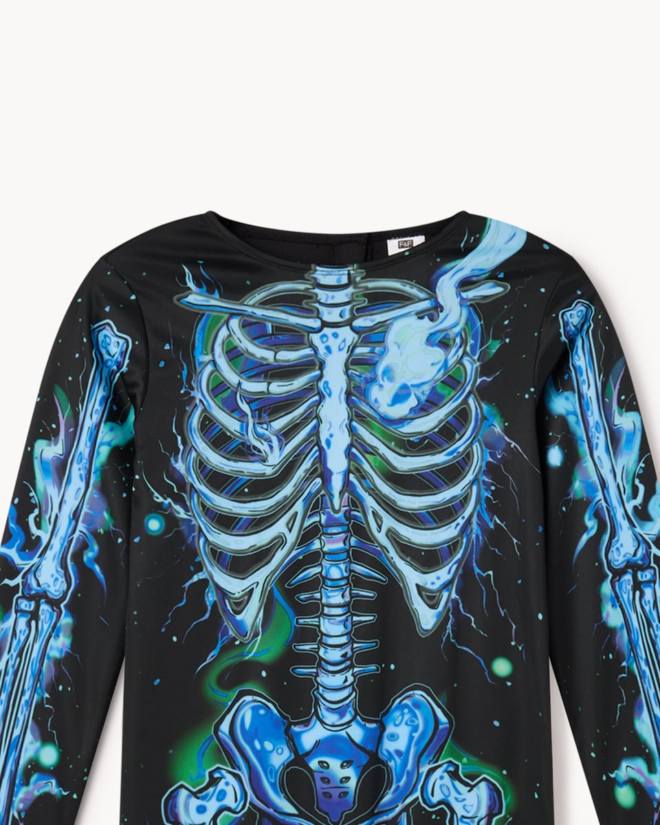 image 1 of F&F Boys X-Ray Skeleton Fancy Dress Costume in Blue