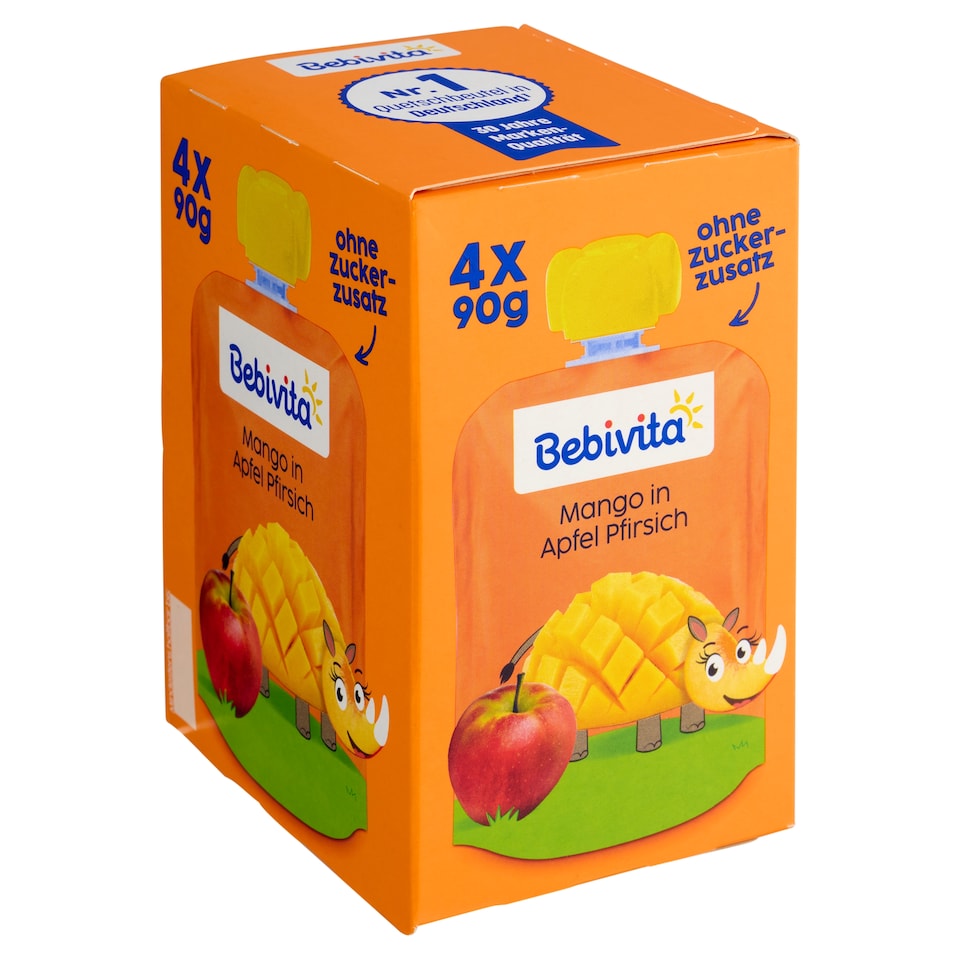 Obrázek 1 pro produkt Bebivita Jablko, broskev, mango 4 x 90g (360g)