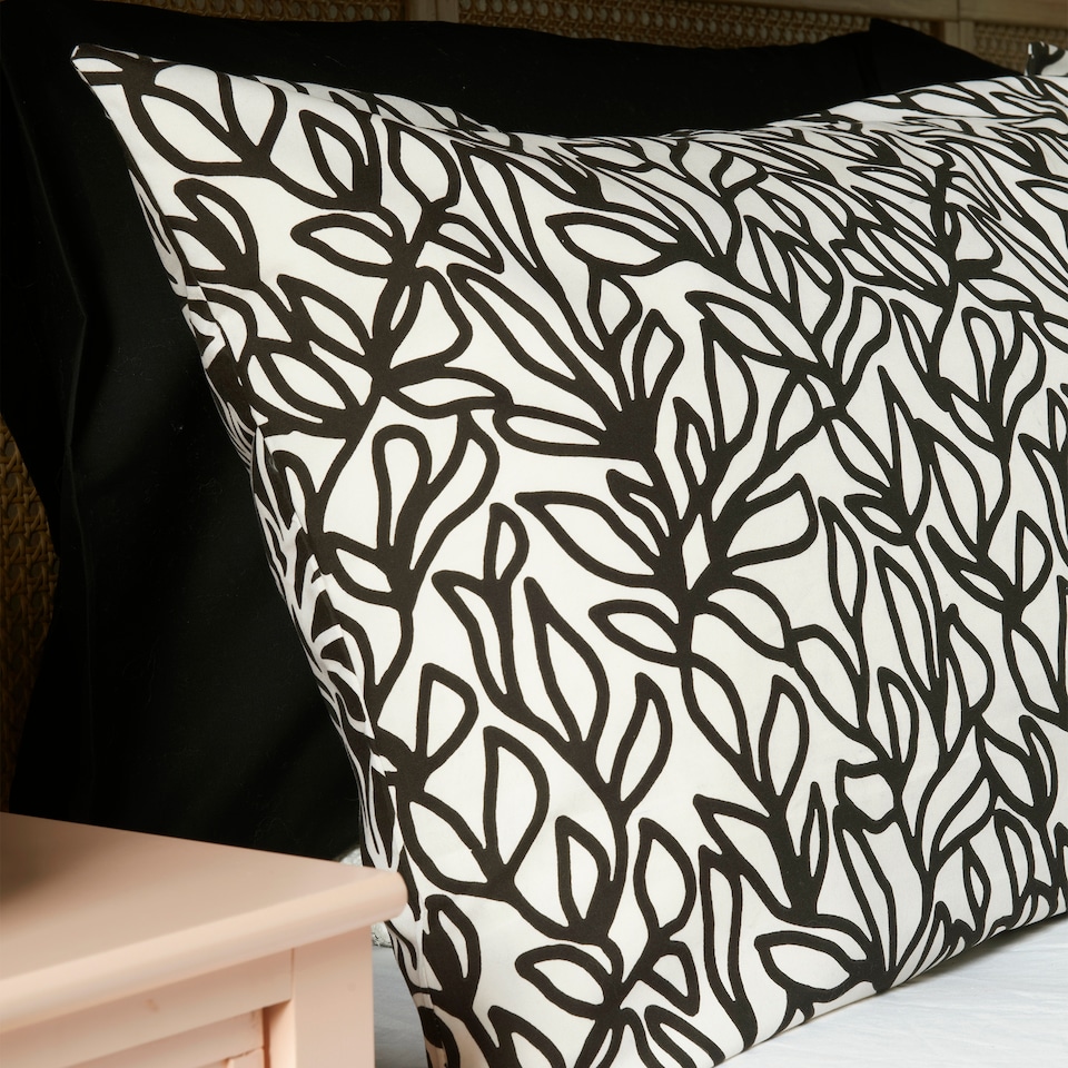 image 1 of Cosmo Living Mono Sketch Leaf Duvet Set King
