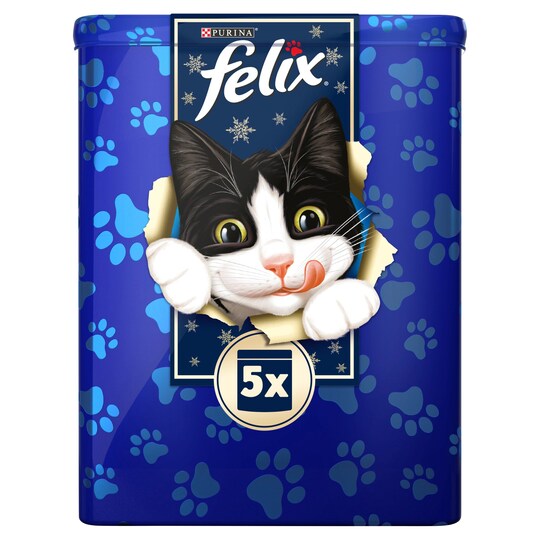 Felix Christmas Tin Cat Treats 5 Pack 300G Tesco Groceries