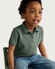 image 2 of F&F Boys Popcorn Textured Zip Neck Polo Shirt in Green