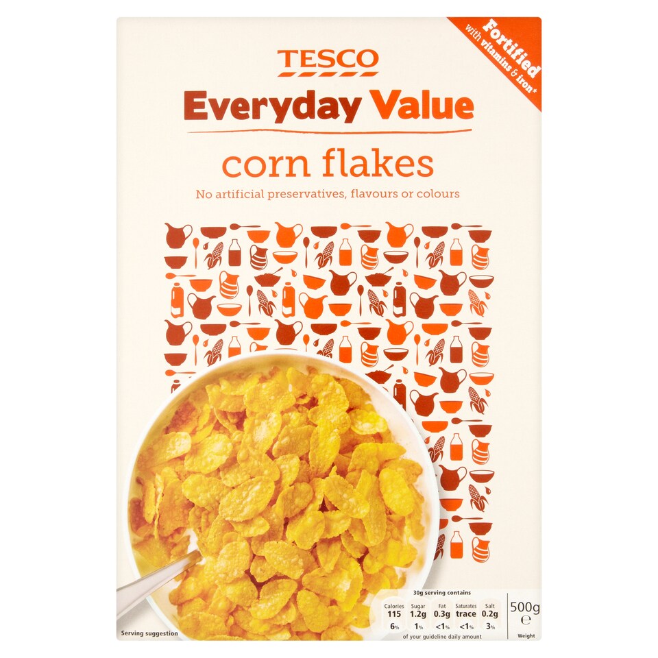 Tesco Everyday Value Corn FLKS Cereal 500g