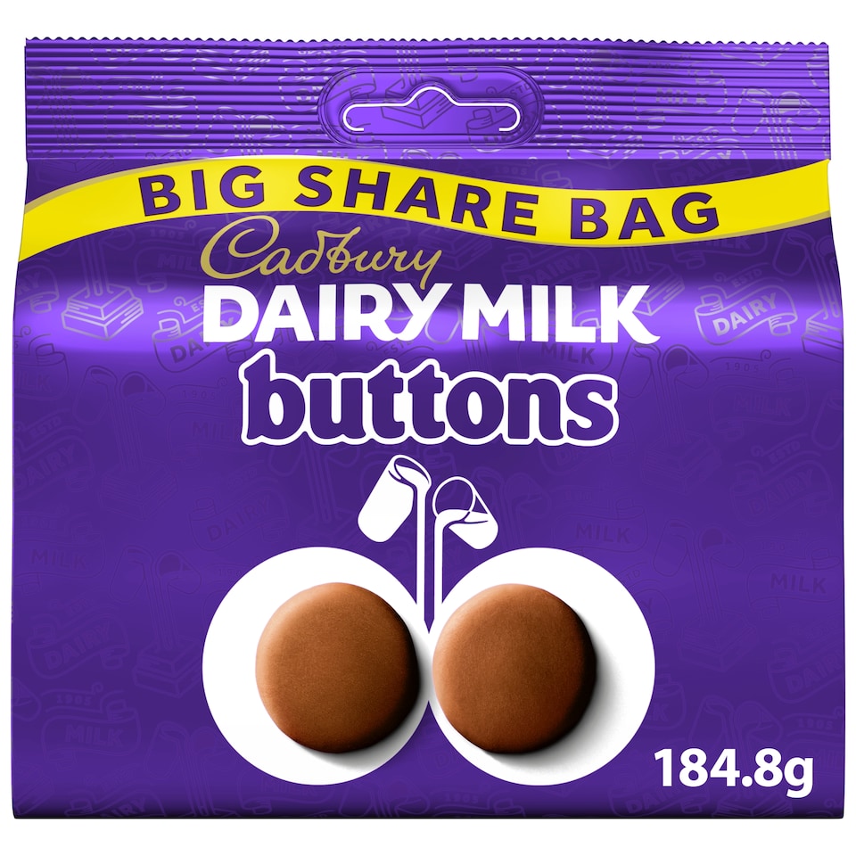Cadbury Dairy Milk Chocolate Giant Buttons Bag 184.8G