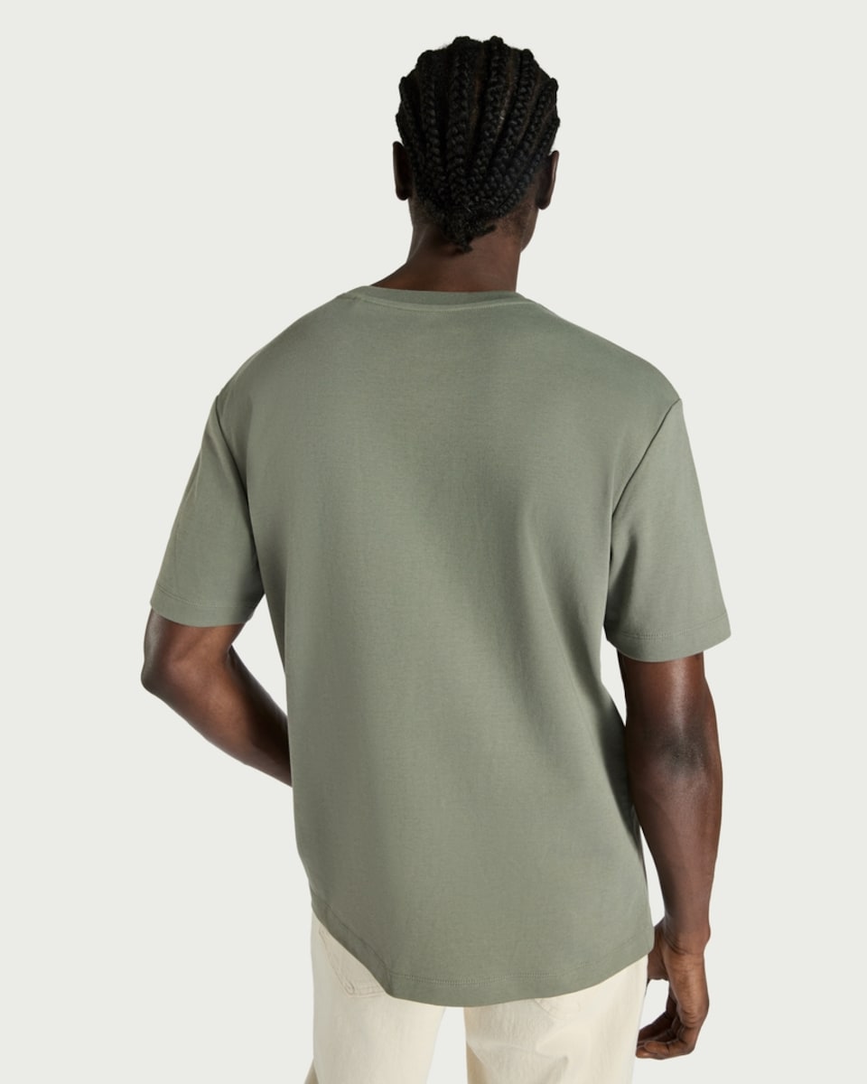 image 1 of F&F Pure Cotton Crew Neck T-Shirt in Green