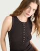 image 2 of F&F Cotton Rich Ribbed Button Front Vest in Brown