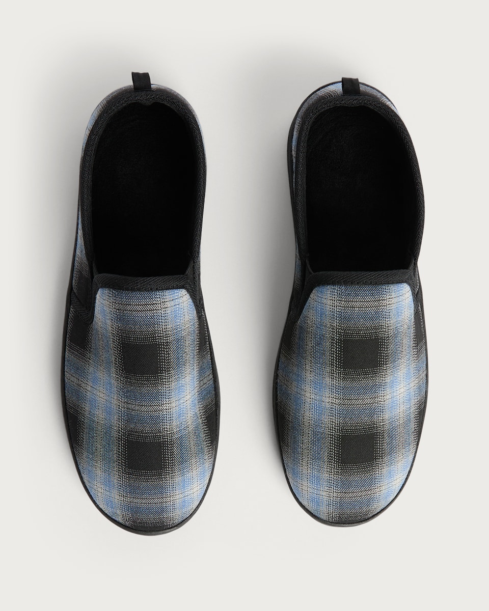 image 1 of F&F Check Print Slippers in Black