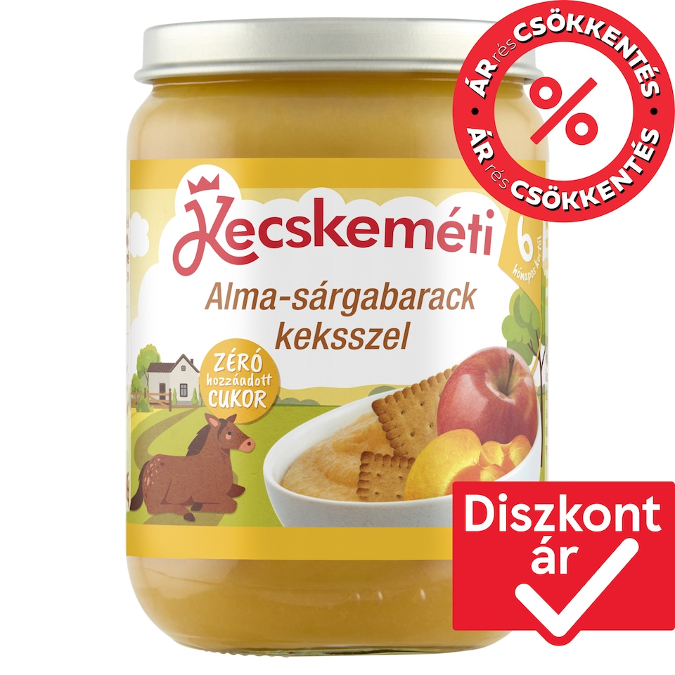 Kecskeméti alma-sárgabarack keksszel bébidesszert 6 hónapos kortól 190 g