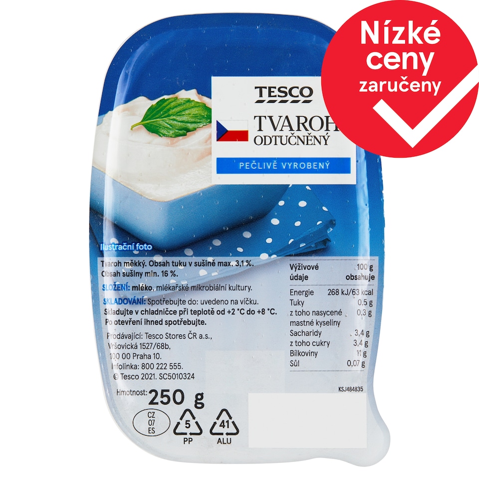 Tesco Tvaroh odtučněný 250g