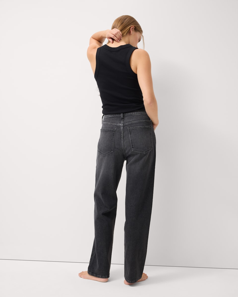 image 1 of F&F High Rise Straight Leg Jeans in Grey
