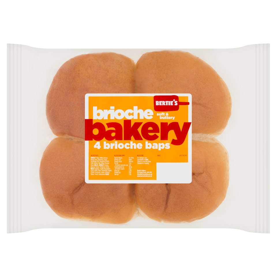 Berties Bakery 4pk Brioche Baps