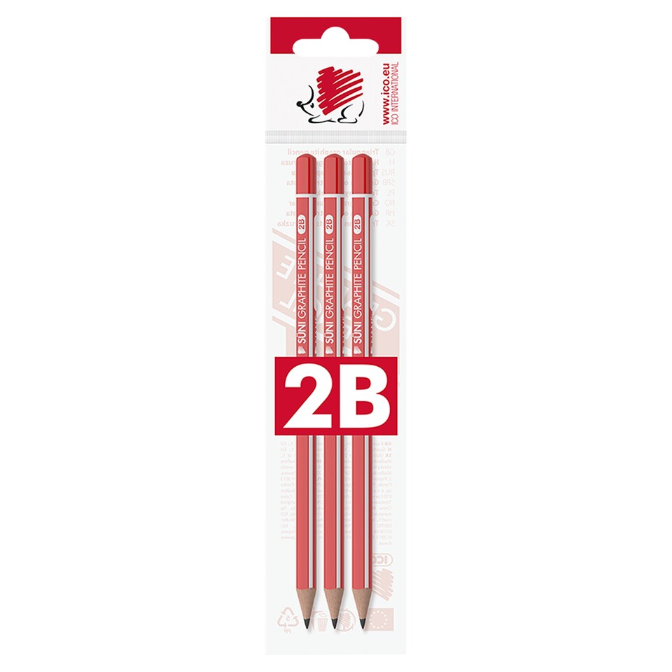 ICO Triangular 2B Graphite Pencils 3 pcs