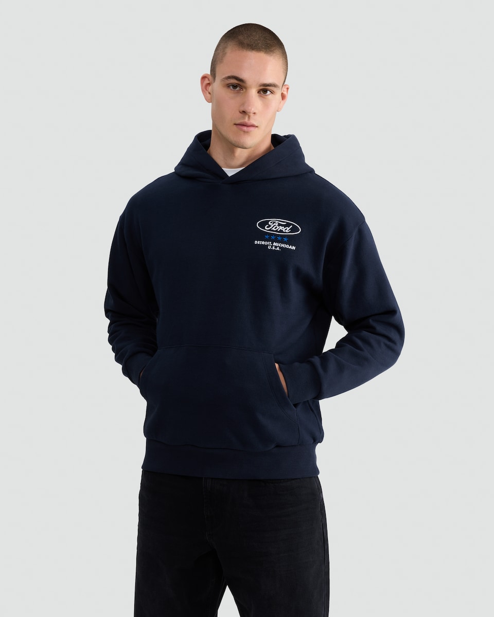 image 1 of Ford Mustang GTD Cotton Rich Hoodie in Navy