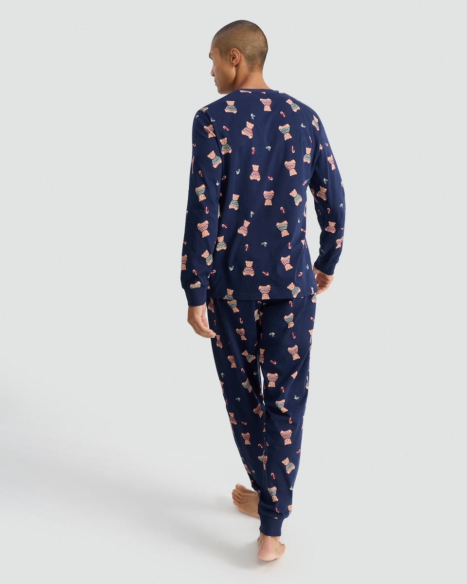 image 1 of F&F Teddy Bear Print Matching Family Christmas Pyjamas in Navy