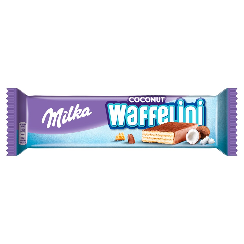Milka Waffelini Coconut oblátka v mliečnej čokoláde, kokosová príchuť 31 g