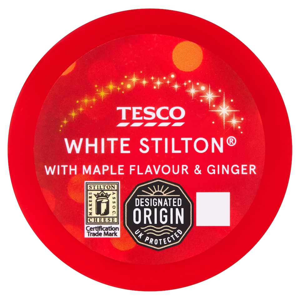TESCO WHITE STILTON MAPLE & GINGER TRUCKLE 100G