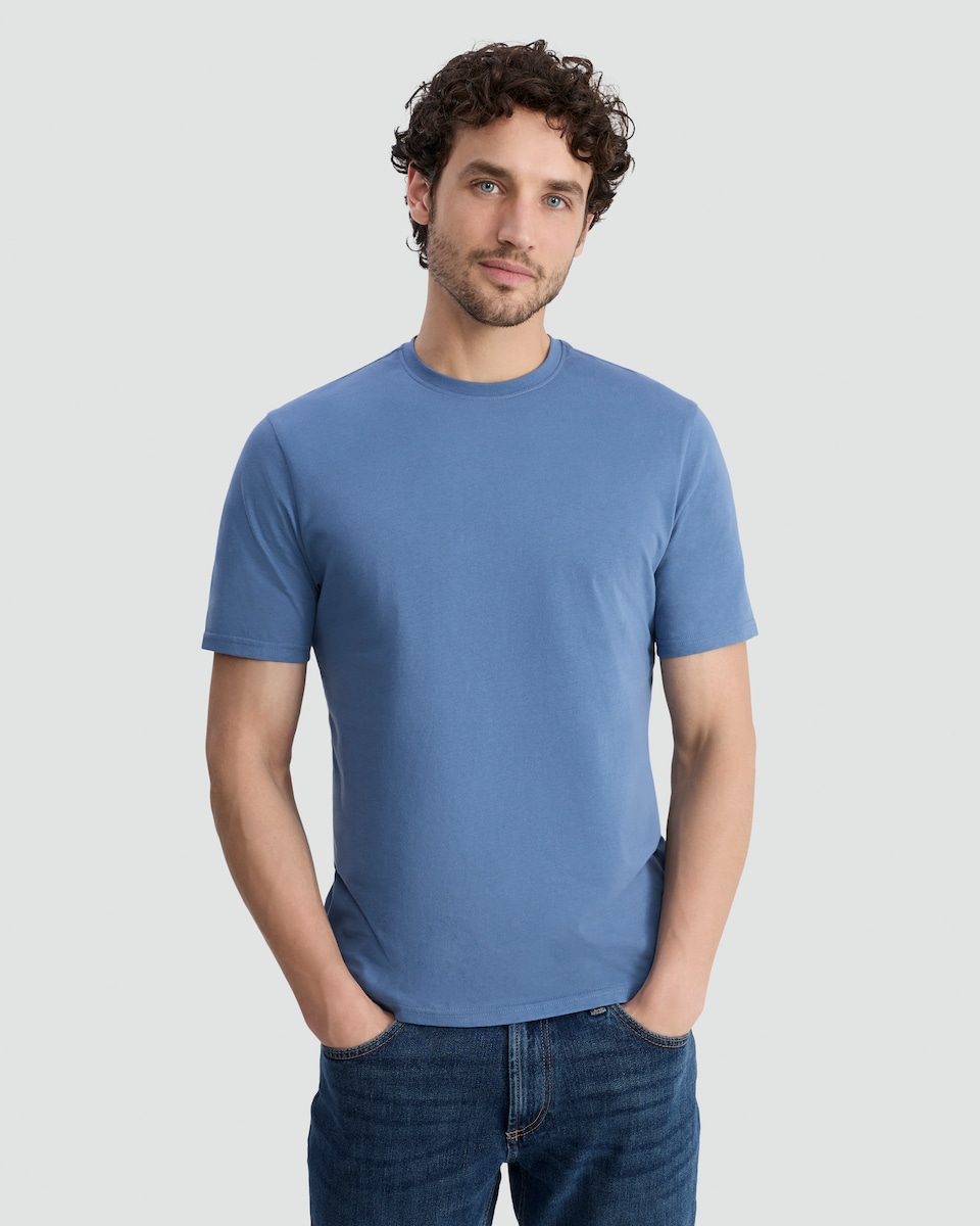image 1 of F&F Pure Cotton Short Sleeved T-Shirt in Blue