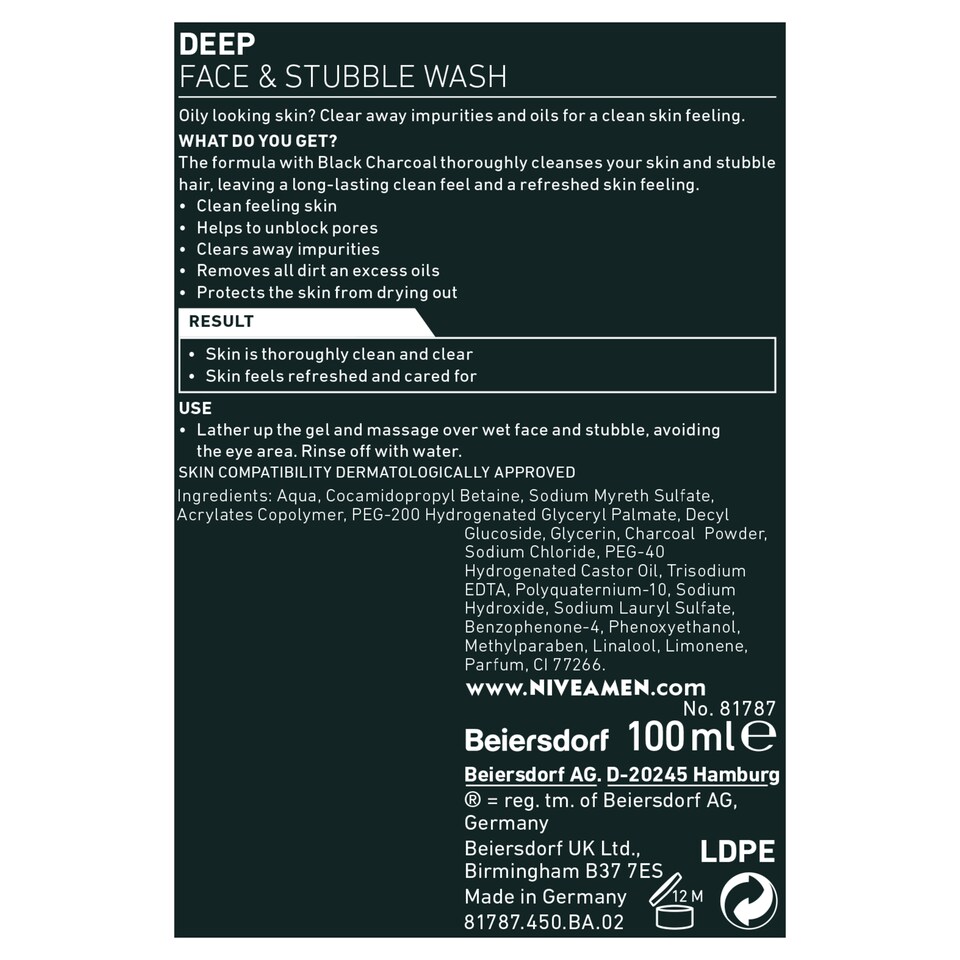 image 1 of Nivea Men Cleaning Wash Gel Deep 100Ml