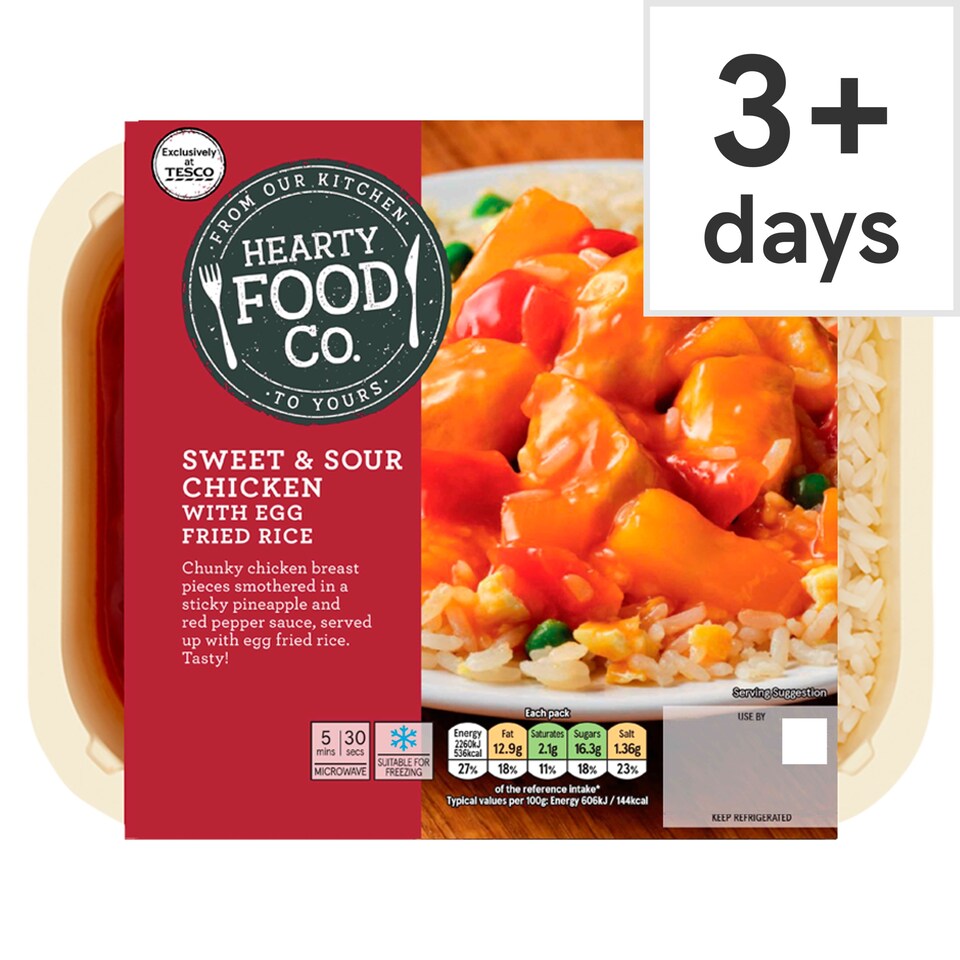 Hearty Food Company Sweet & Sour Chicken with Egg Fried Rice 400G