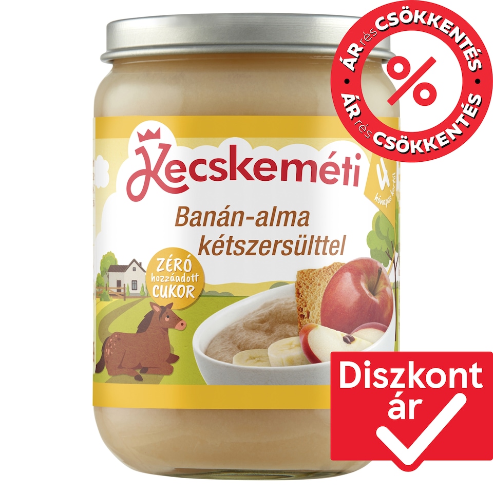 Kecskeméti banán-alma kétszersülttel bébidesszert 4 hónapos kortól 190 g
