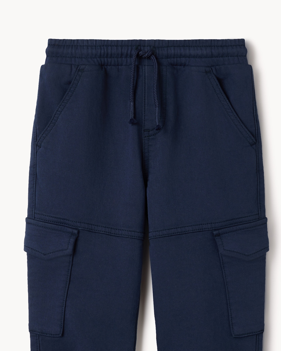 image 1 of F&F Boys Cotton Rich Cargo Joggers in Navy