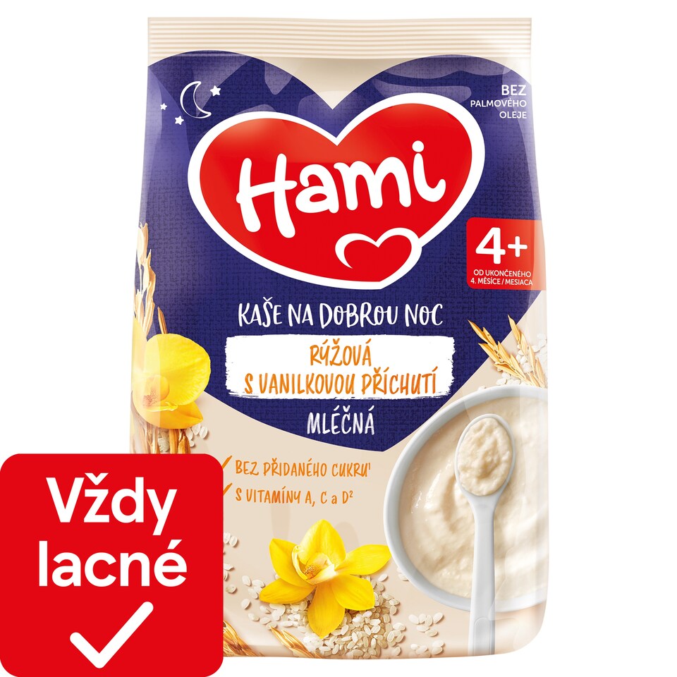 obrázok 1 z Hami mliečna kaša ryžová s vanilkovou príchuťou na dobrú noc 210 g