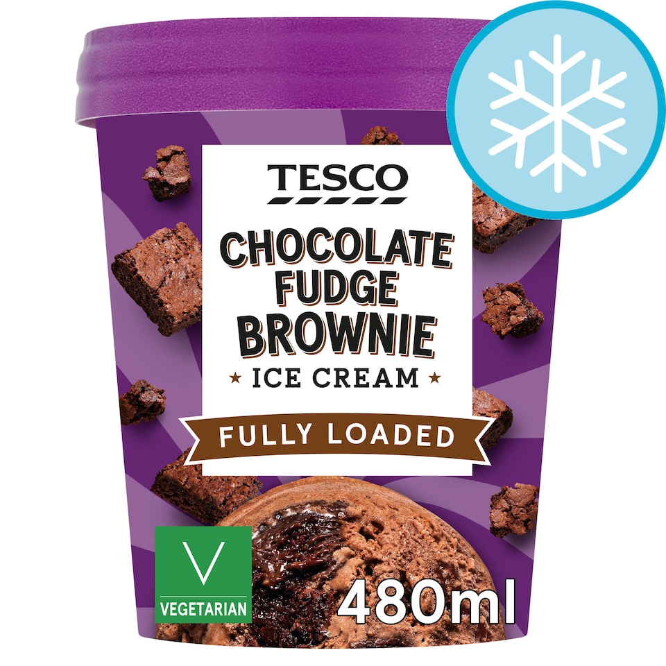 Tesco Chocolate Fudge Brownie Ice Cream 480Ml