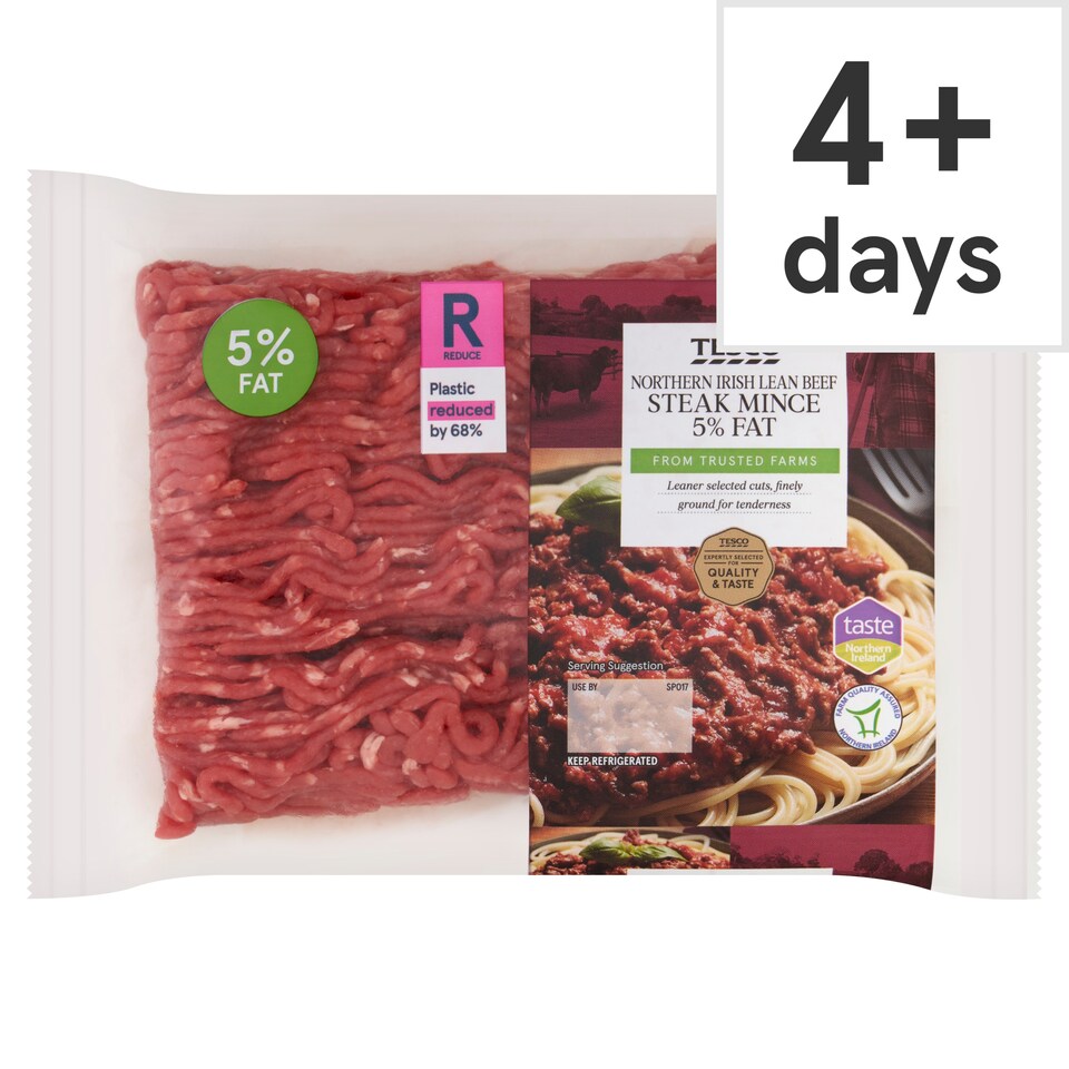 Tesco Northern Irish Lean Beef Steak Mince 5% Fat 500g