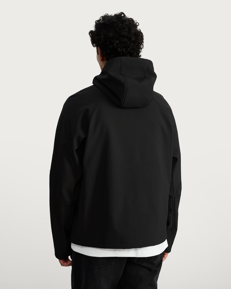 image 1 of F&F Hooded Zip Up Shower Resistant Jacket in Black