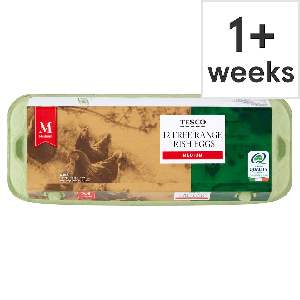 Tesco Free Range Eggs Medium Box Of 12