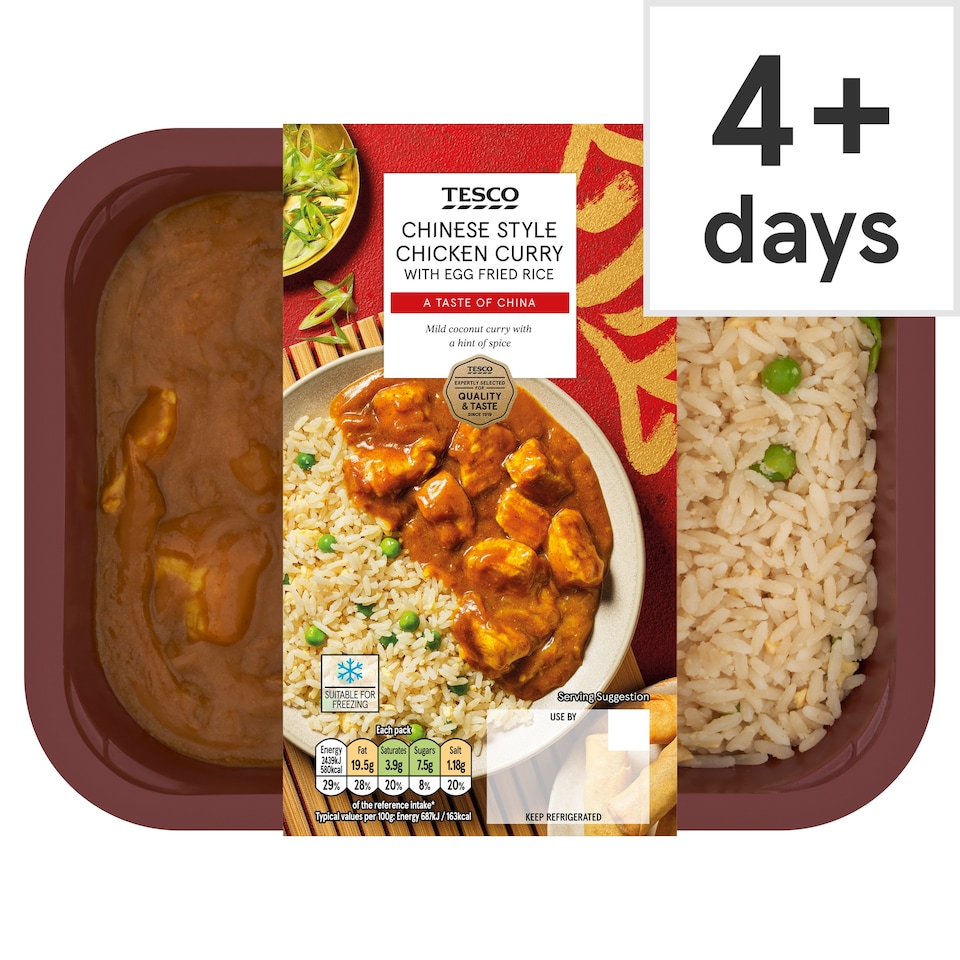 Tesco Chinese Style Chicken Curry With Egg Fried Rice 400G