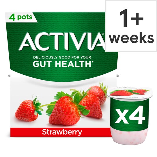 Activia Strawberry Yogurt 4 X 120G Tesco Groceries