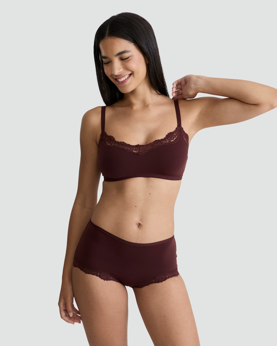 image 1 of F&F 2-Pack Contour Lace Trim Short Knickers in Purple
