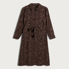 F&F Leopard Print Belted Midi Shirt Dress in Multi Brown