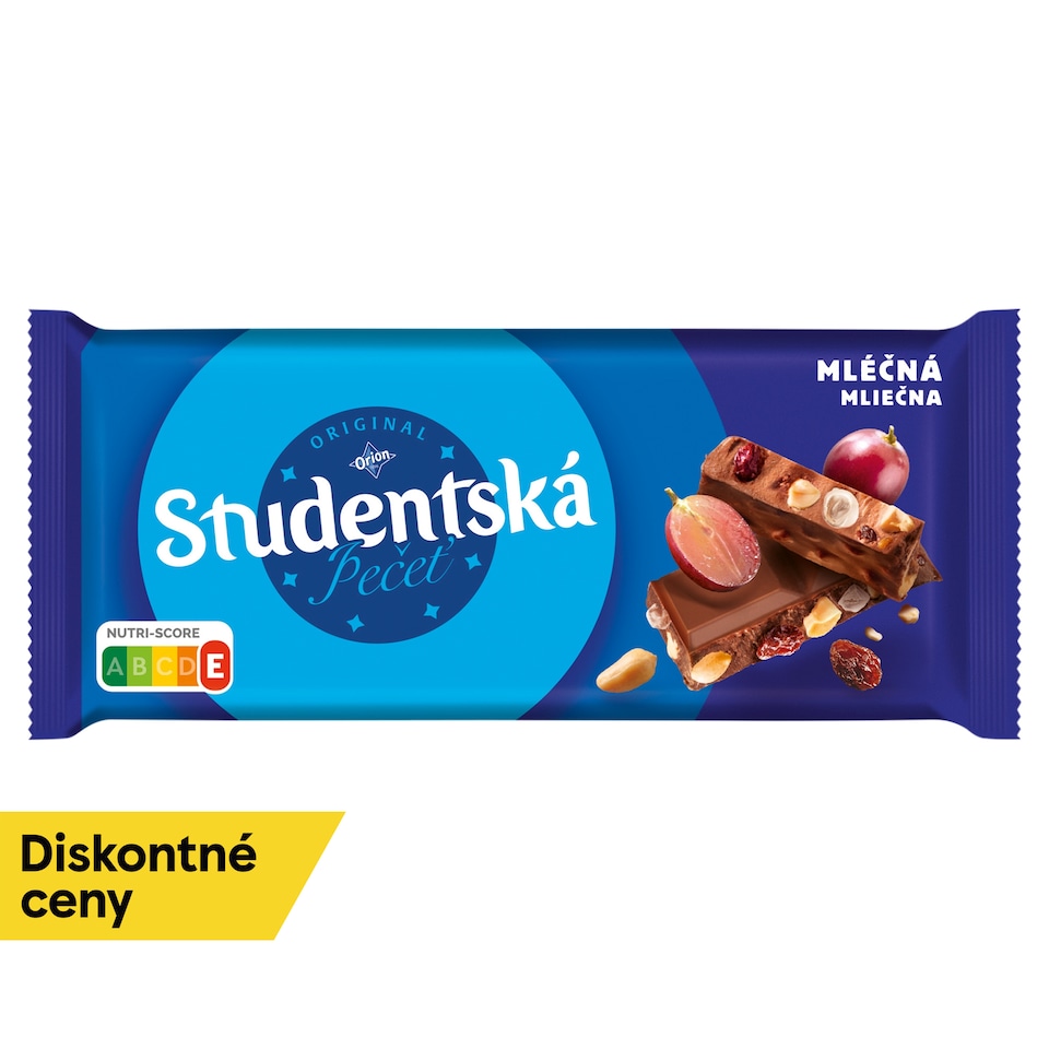 ORION Študentská pečať Mliečna čokoláda s arašidmi, hrozienkami a želé 170 g