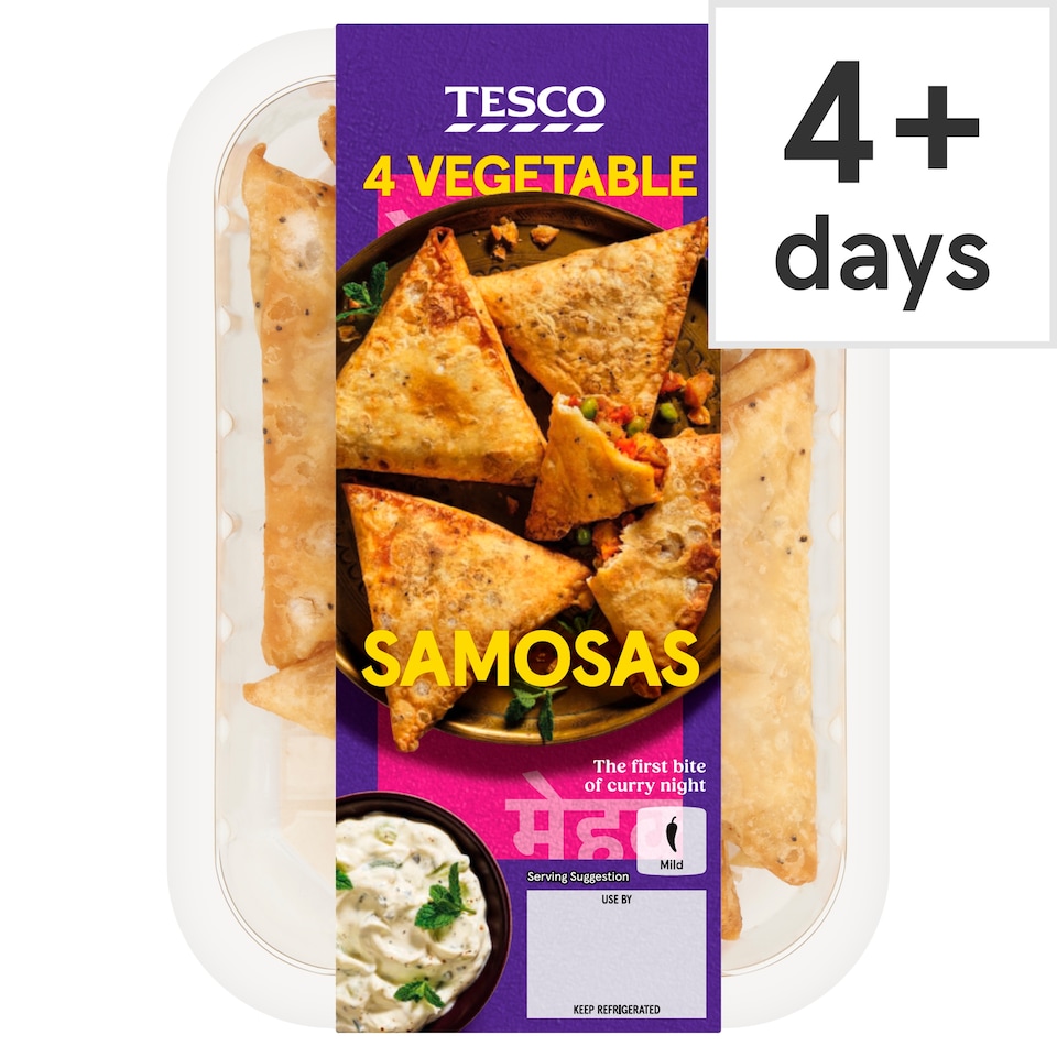 Tesco Vegetable Samosas 4 Pack 216g