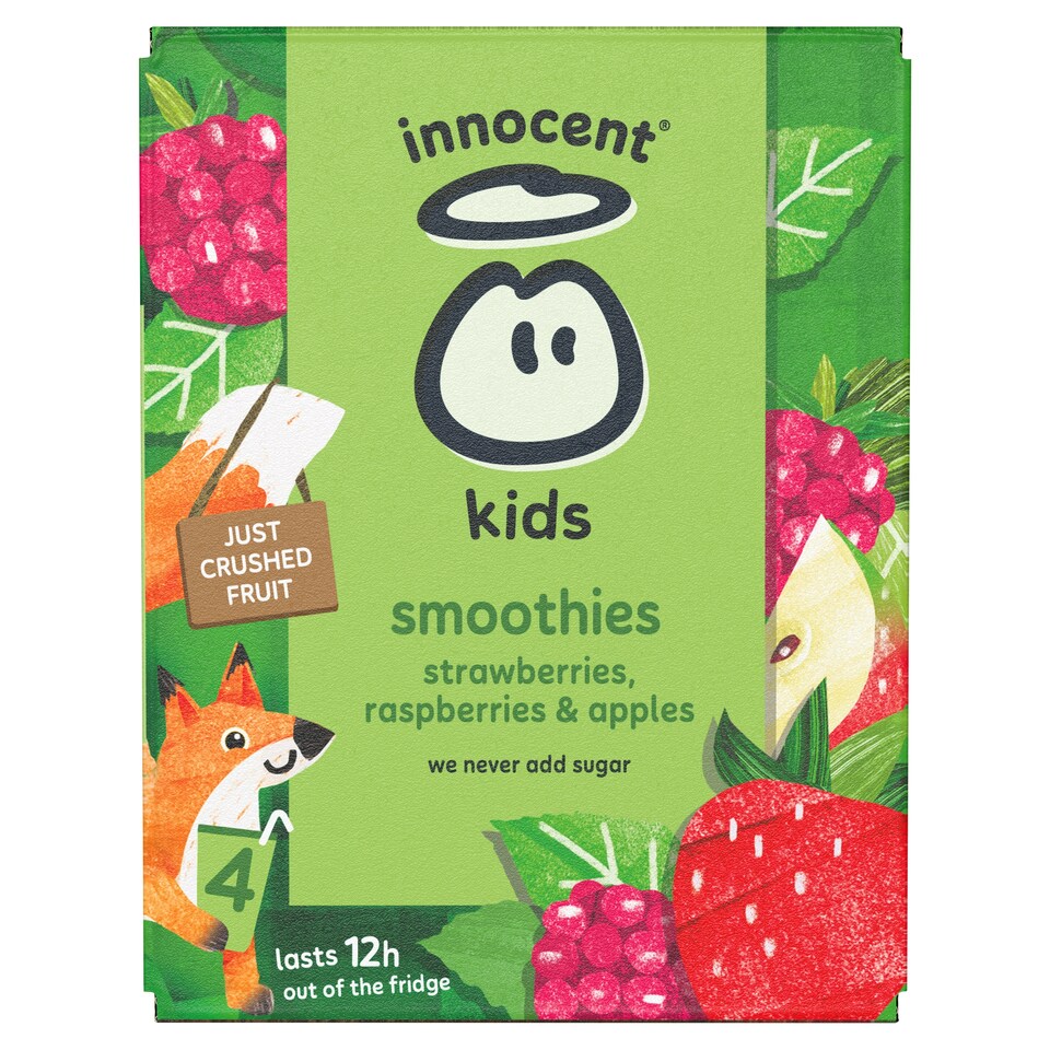 image 1 of innocent Kids Smoothies Strawberries, Raspberries & Apples 4 x 150ml