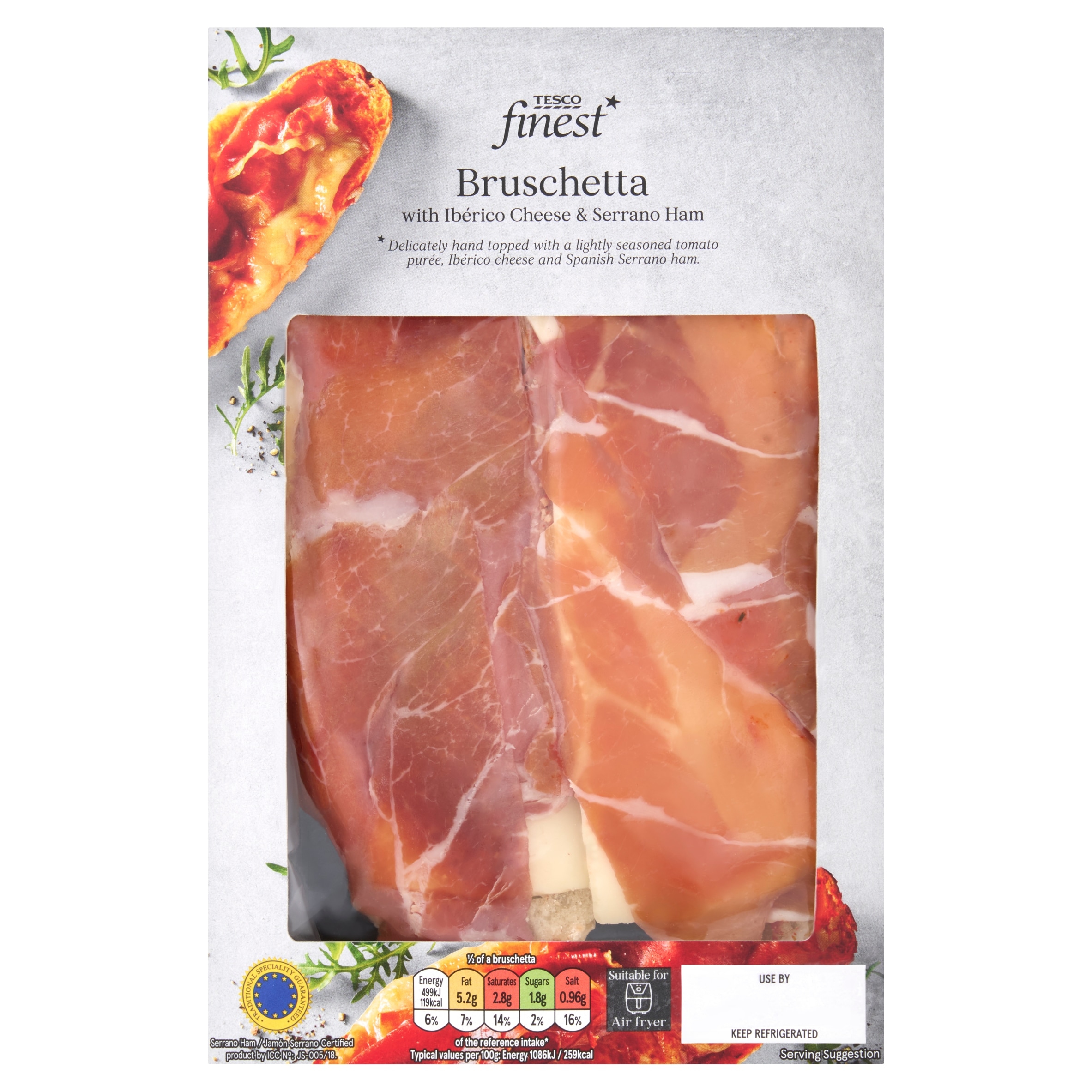 Tesco finest Bruschetta with Iberico Cheese & Serrano Ham 184g