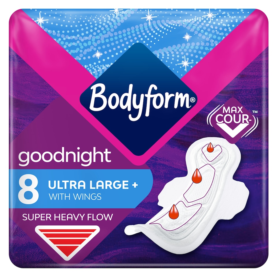 image 1 of Bodyform Ultra Night Sanitary Towels Wings 8 pack