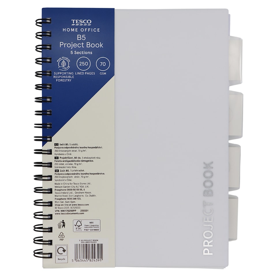 TESCO B5 PROJECT BOOK 250 PAGES