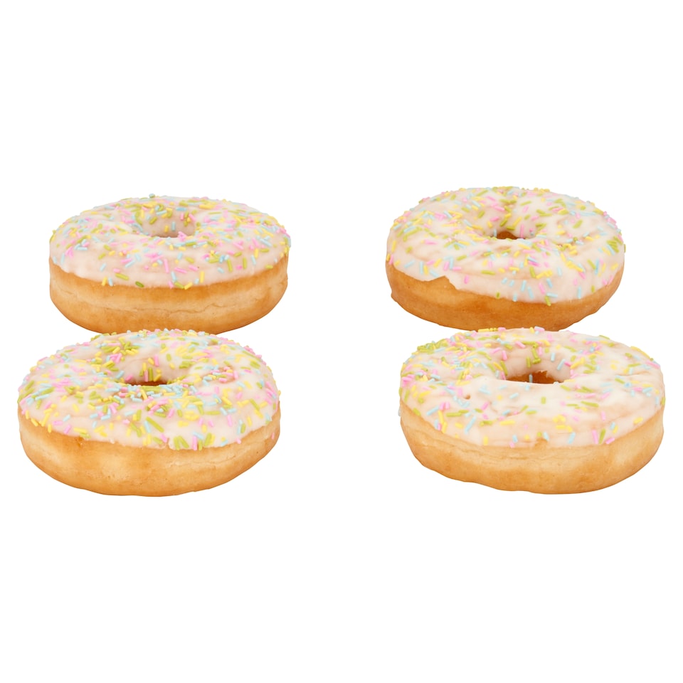 image 1 of Tesco White Iced Ring Doughnuts 4 Pack