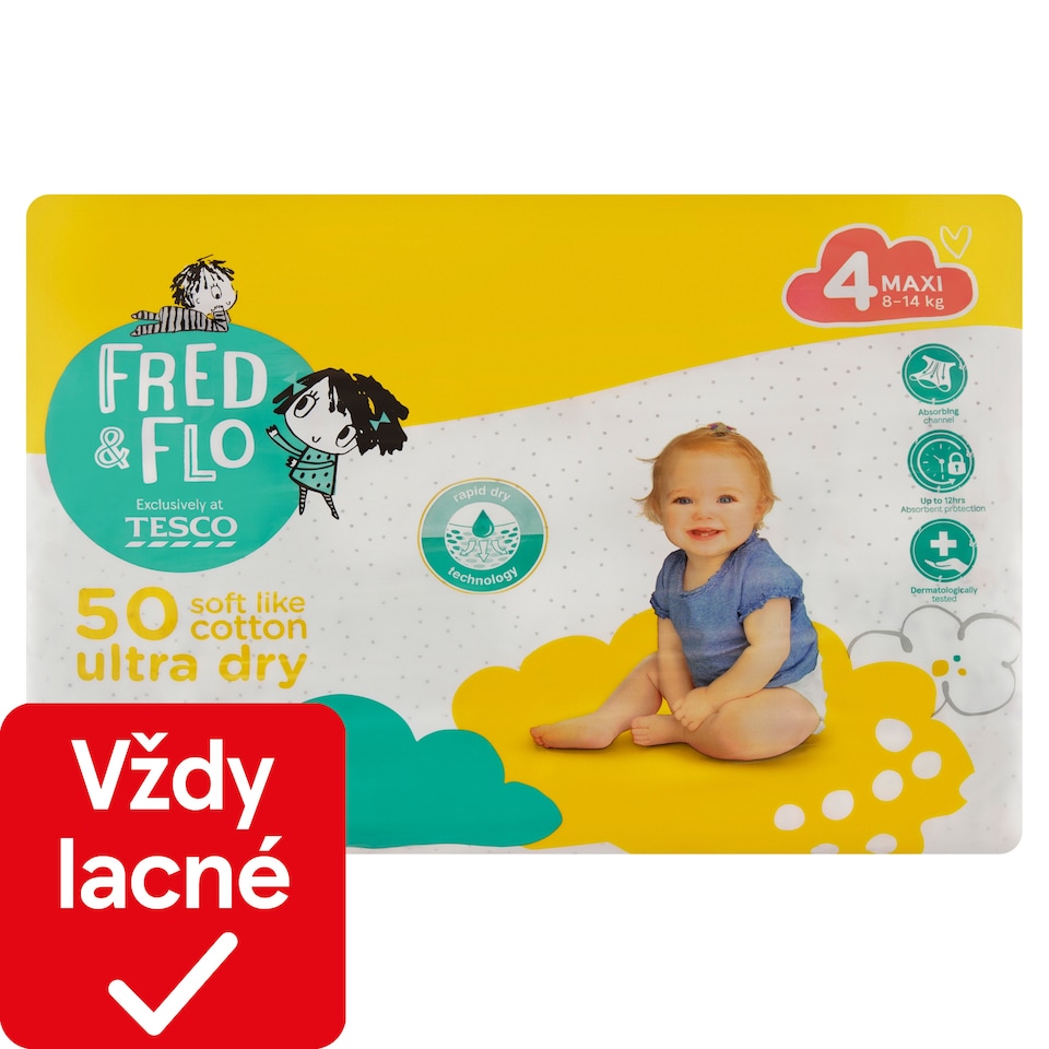 obrázok 1 z Fred & Flo Ultra Dry plienky Maxi 4 8-14 kg 50 ks