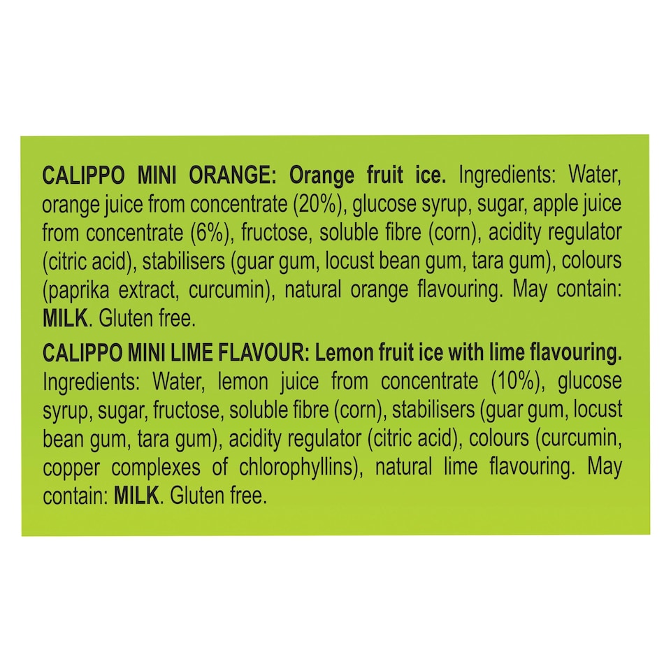 image 1 of Wall's Calippo Mini Orange & Lemon-Lime Ice Lollies 5x80ml