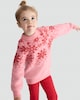 image 2 of F&F Girls Knitted Snowflake Pattern Jumper in Multi Pink