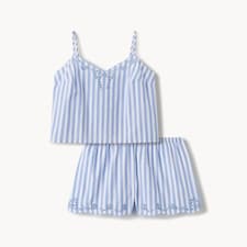 F&F 2-Piece Pure Cotton Striped Pyjama Set in Multi Blue