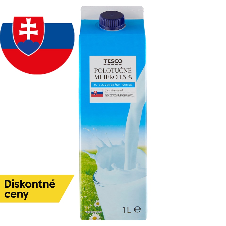 Tesco Polotučné mlieko 1,5 % 1 l