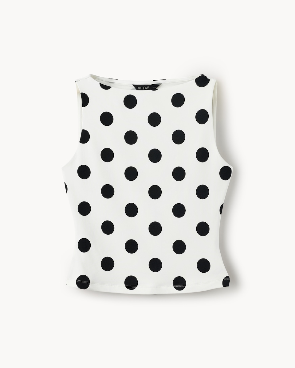 image 1 of F&F Polyamide Polka Dot Vest in Multi White